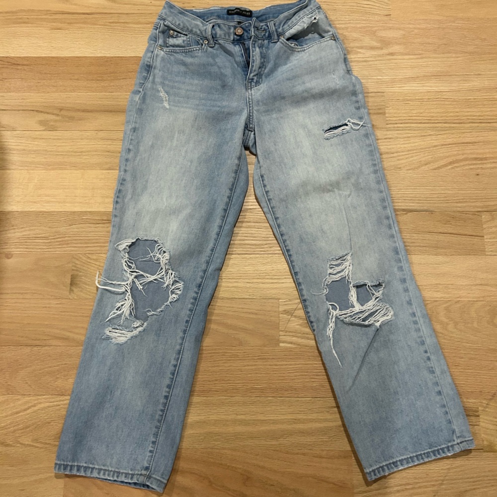 Sincerely Jules Light Blue Boyfriend Distressed Jeans, Size 25